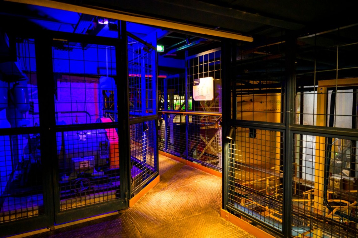 The elevator machinery in the Eiffel Tower