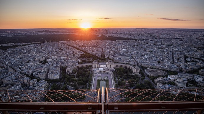 Vue depuis le sommet pendant un coucher de soleil